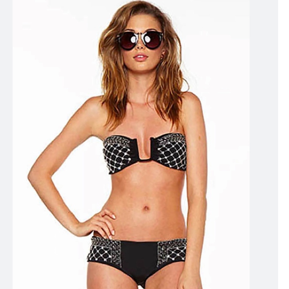 Beach Riot Black Pretty Lights sparkle glitter bikini LARGE